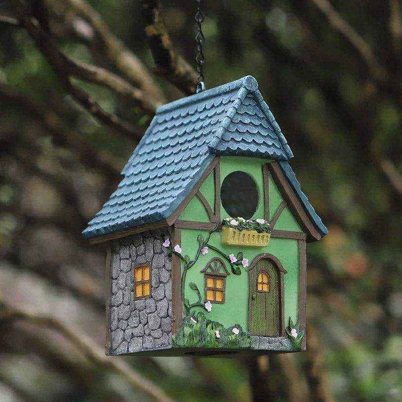 Decorative Resin Cottage Garden Ornament Bird House for Small Birds
