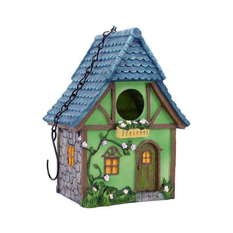 Decorative Resin Cottage Garden Ornament Bird House for Small Birds