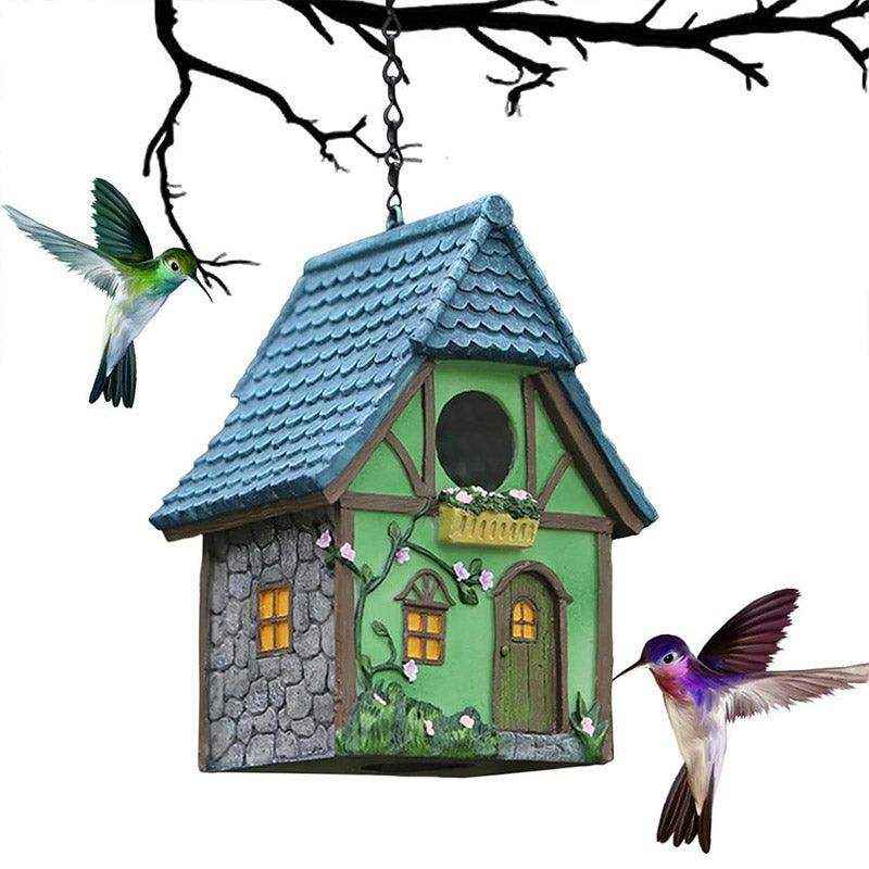 Decorative Resin Cottage Garden Ornament Bird House for Small Birds