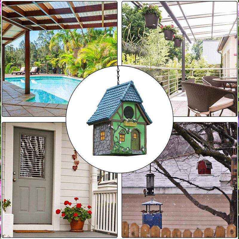 Decorative Resin Cottage Garden Ornament Bird House for Small Birds