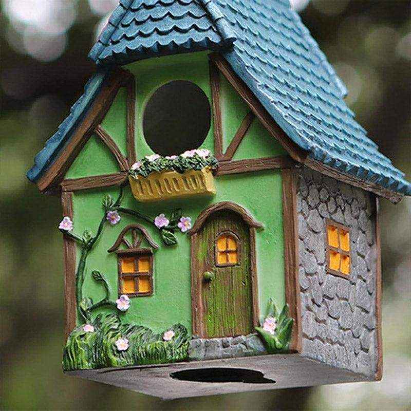 Decorative Resin Cottage Garden Ornament Bird House for Small Birds