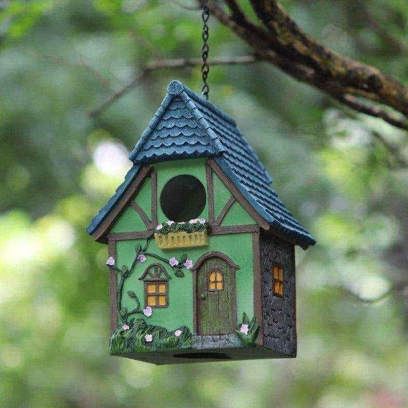 Decorative Resin Cottage Garden Ornament Bird House for Small Birds