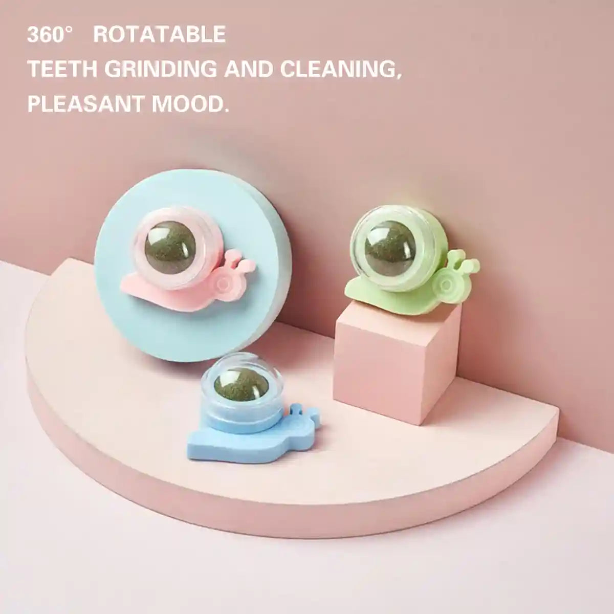 Snail Shape Catnip Toy Set With Adhesive Back and Mint Ball