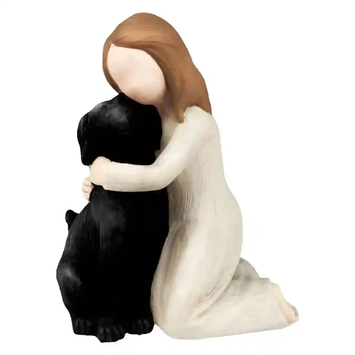 Heartwarming Pet Memorial Statue Girl Hugging Dog Figurine for Home Décor