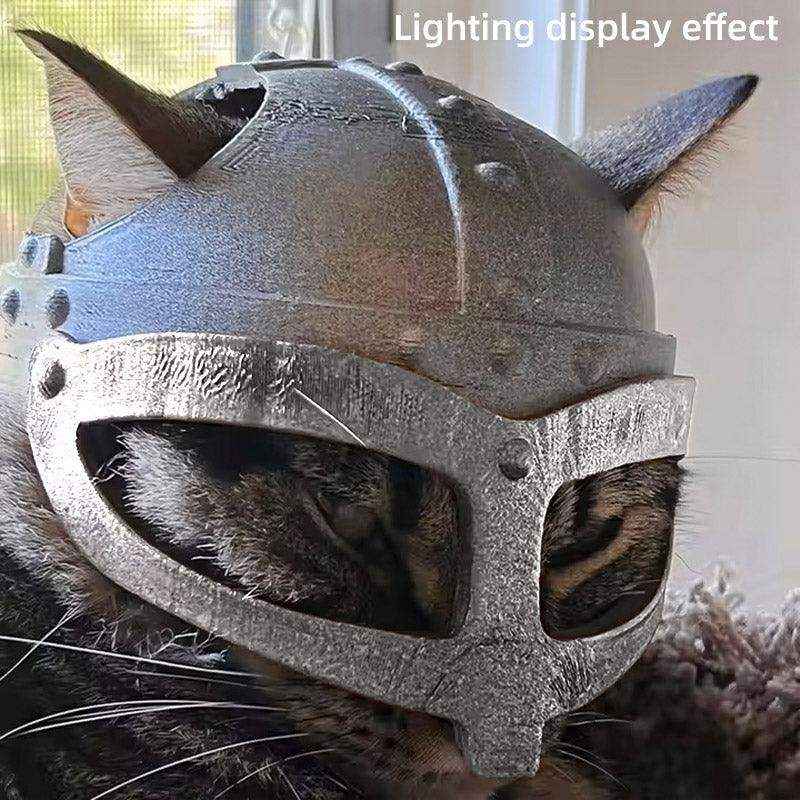Viking Cat Helmet 3D Printed Pet Armor for Cosplay & Photos