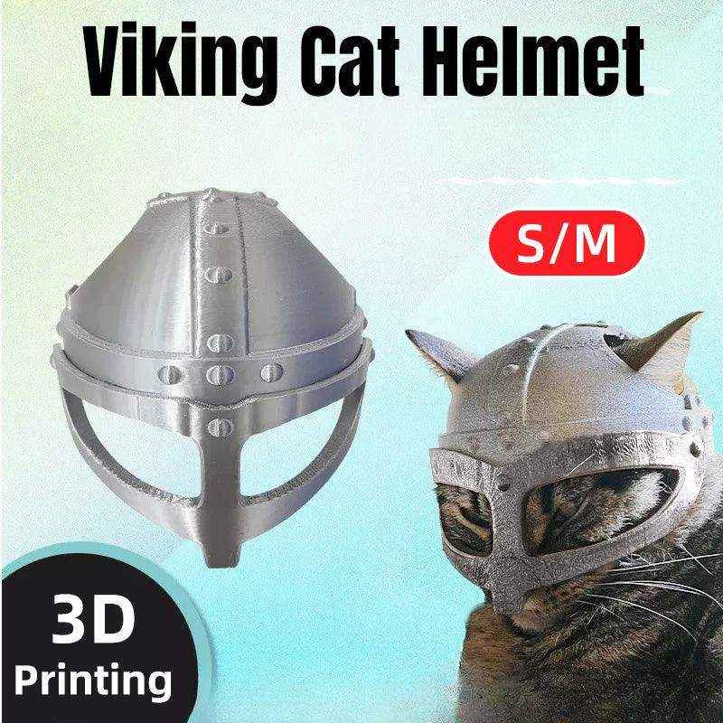 Viking Cat Helmet 3D Printed Pet Armor for Cosplay & Photos