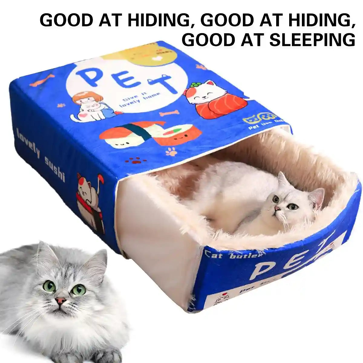 Warm Rectangular Pet Bed with Plush Interior