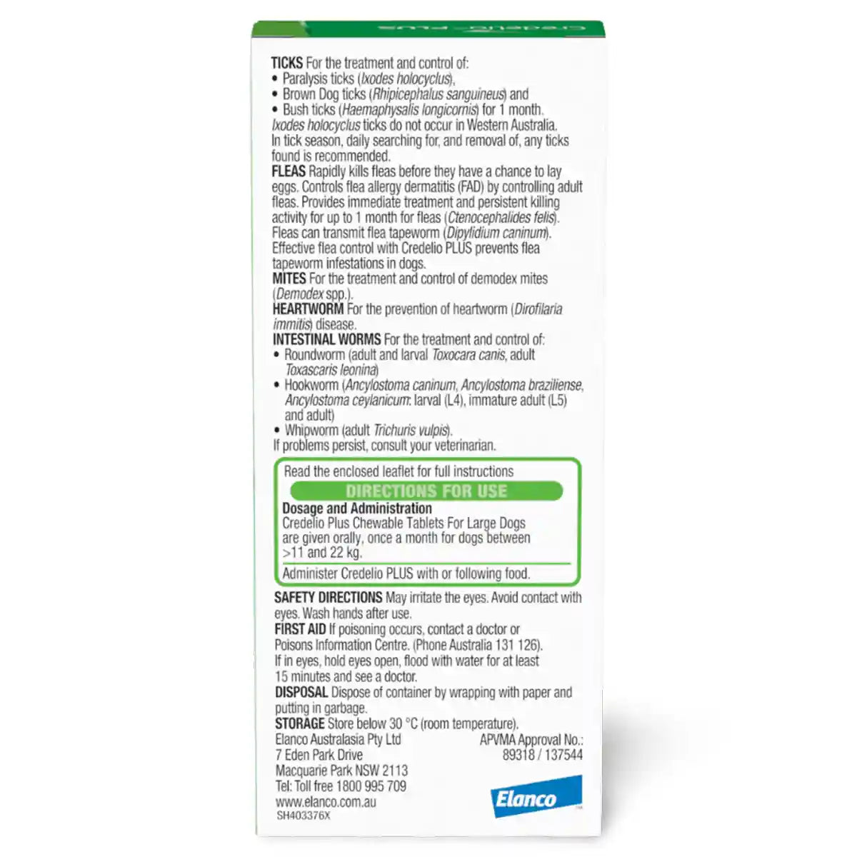 Credelio Plus Chewable Tablets For Large Dogs 11.1-22kg