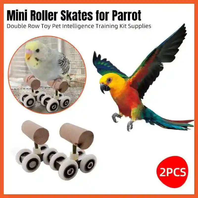 mini parrot roller skates with wooden bird perches