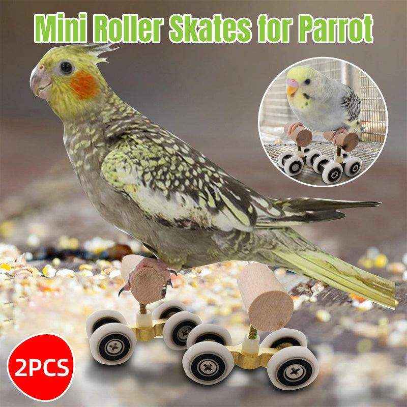 Mini Parrot Roller Skates with Secure Wooden Bird Perches for Training & Play