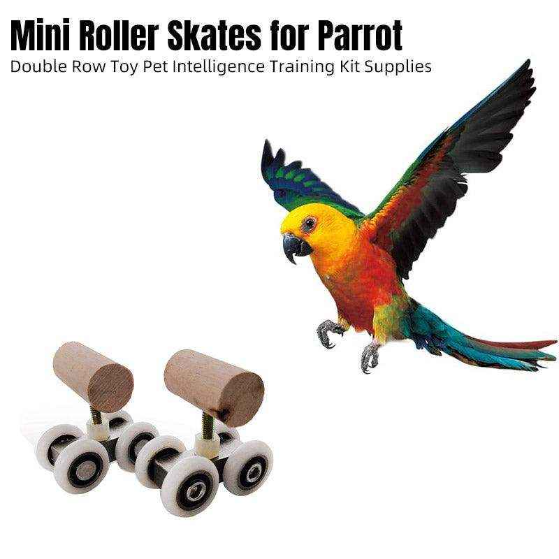 Mini Parrot Roller Skates with Secure Wooden Bird Perches for Training & Play