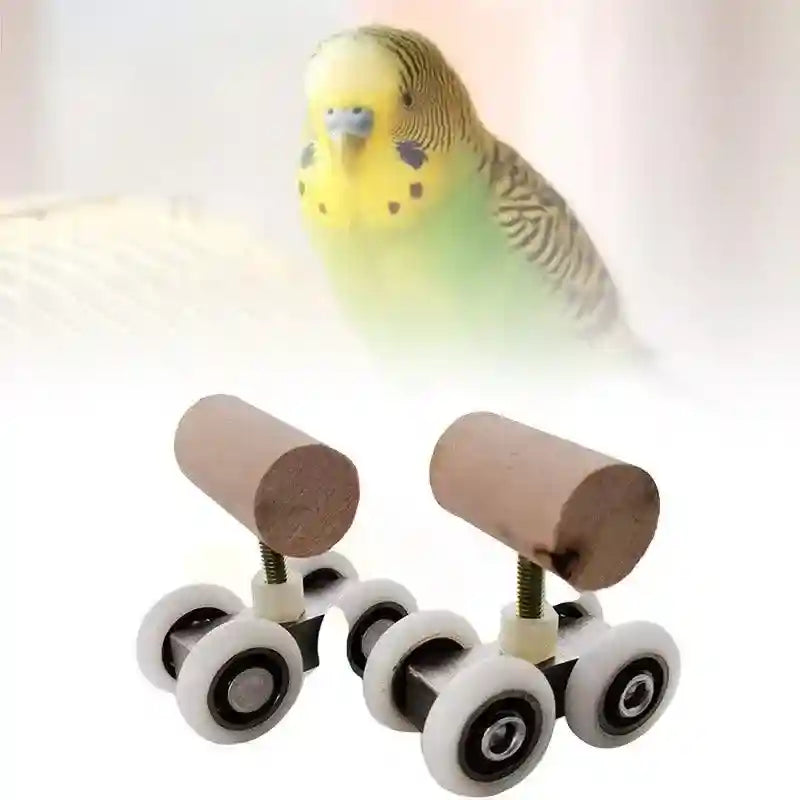 Mini Parrot Roller Skates with Secure Wooden Bird Perches for Training & Play