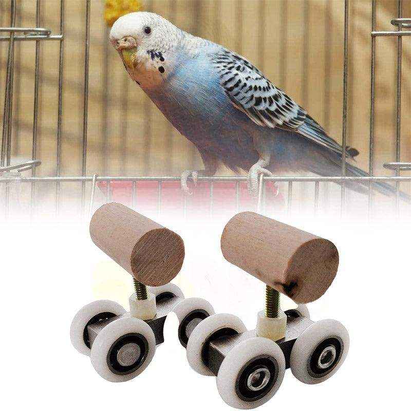 Mini Parrot Roller Skates with Secure Wooden Bird Perches for Training & Play