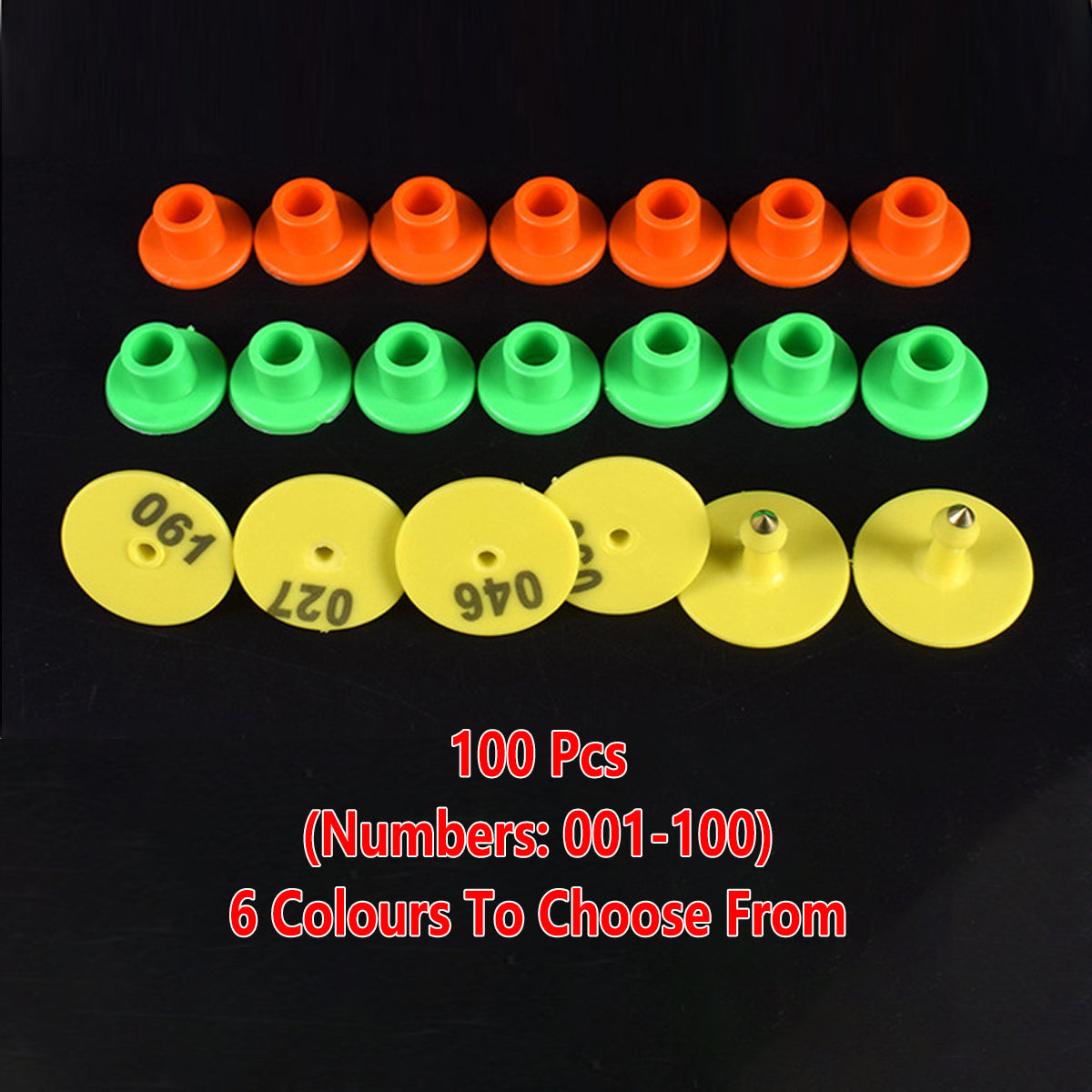 100PCS Numbered Animal Ear Tags Round Plastic