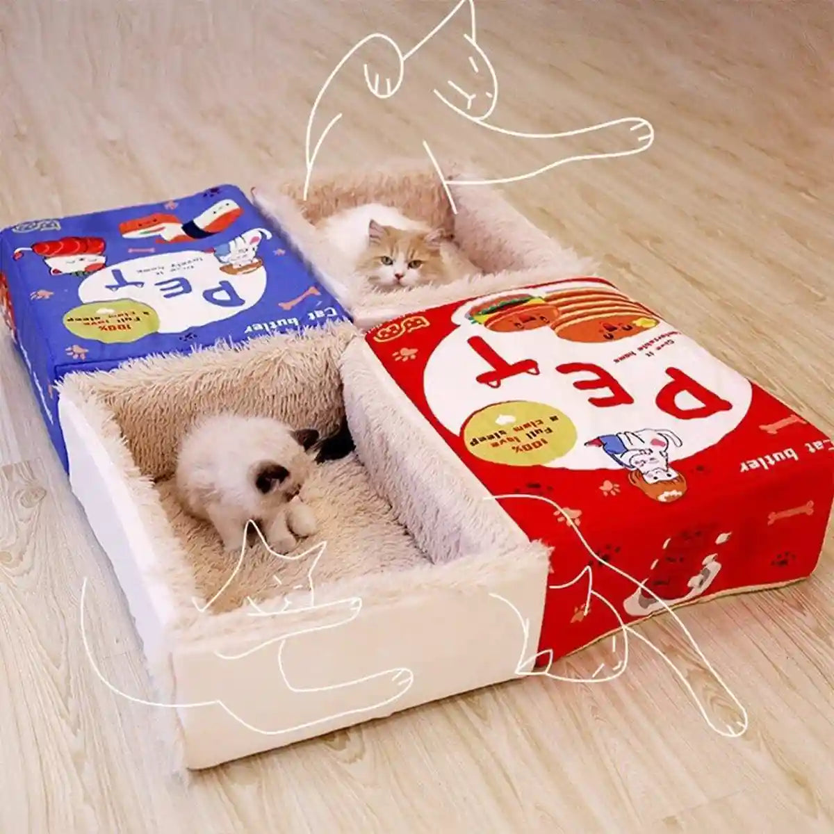 Warm Rectangular Pet Bed with Plush Interior