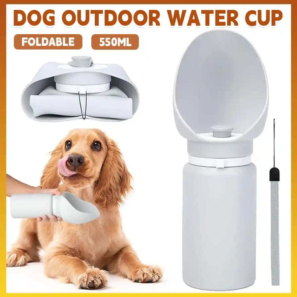 Foldable Dog Water Bottle 550ml Leakproof Pet Travel Dispenser