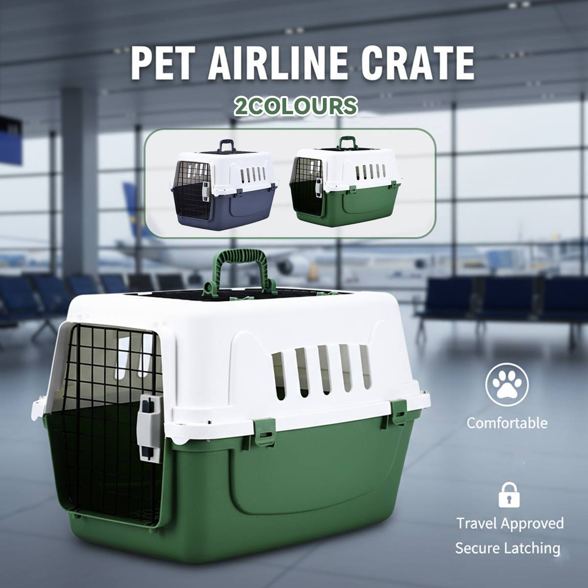 Pet Airline Crate - Travel Carrier for Cats & Dogs (IATA Style)