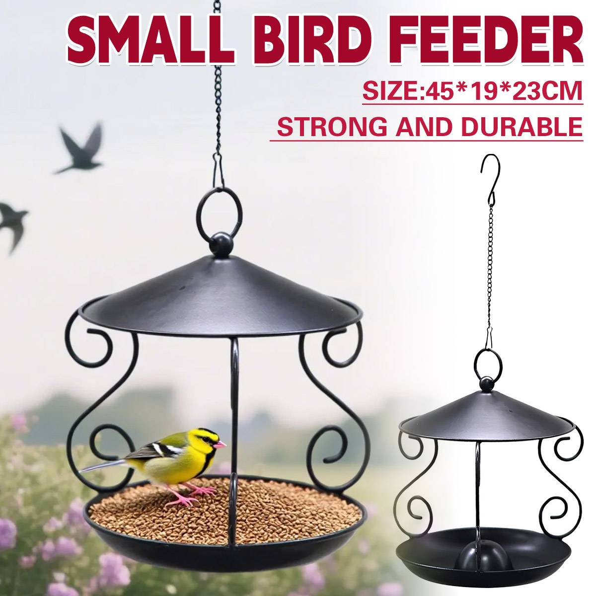 Hanging Metal Bird Feeder for Outdoor Garden & Wild Birds