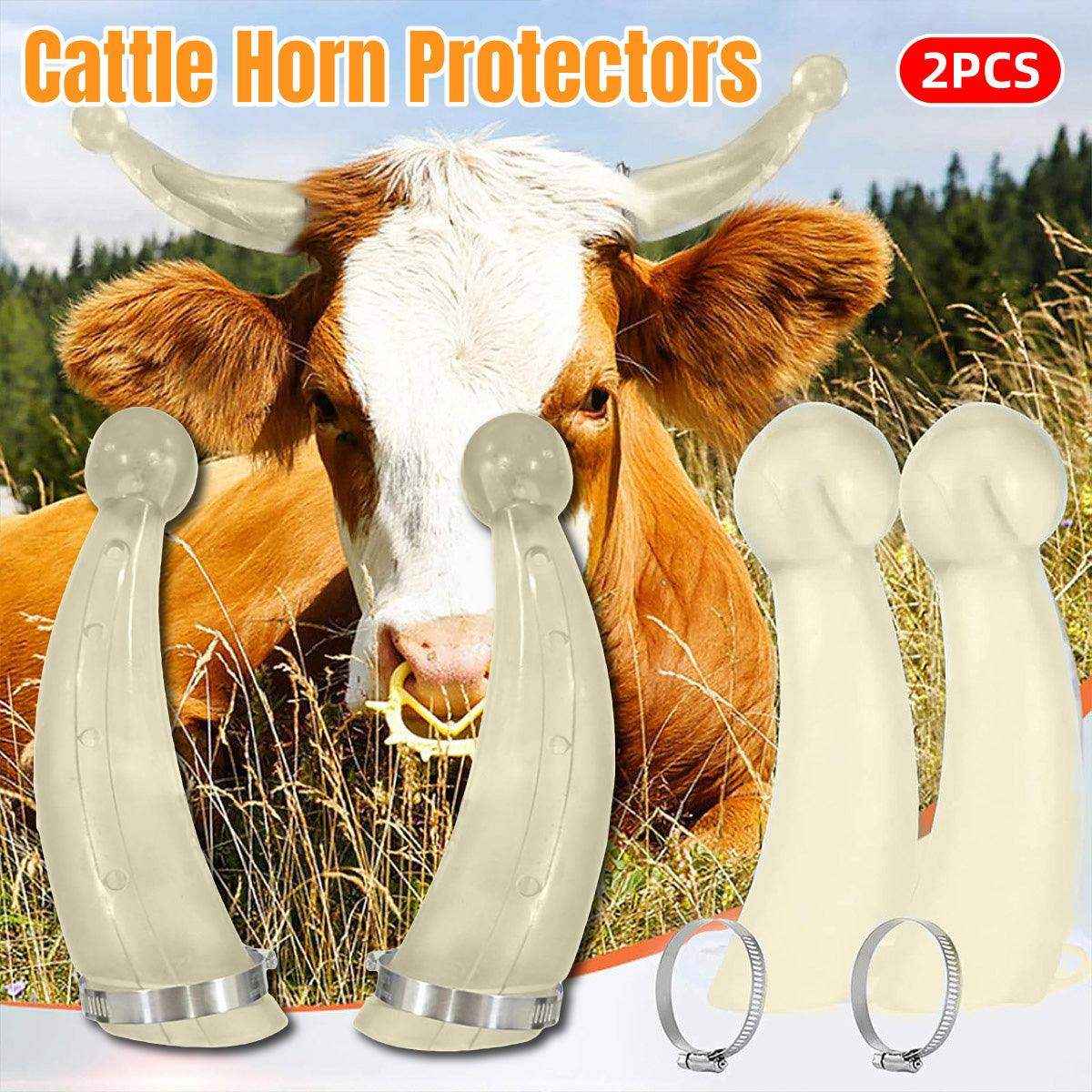Soft silicone cow horn tip protectors with stainless steel clamps