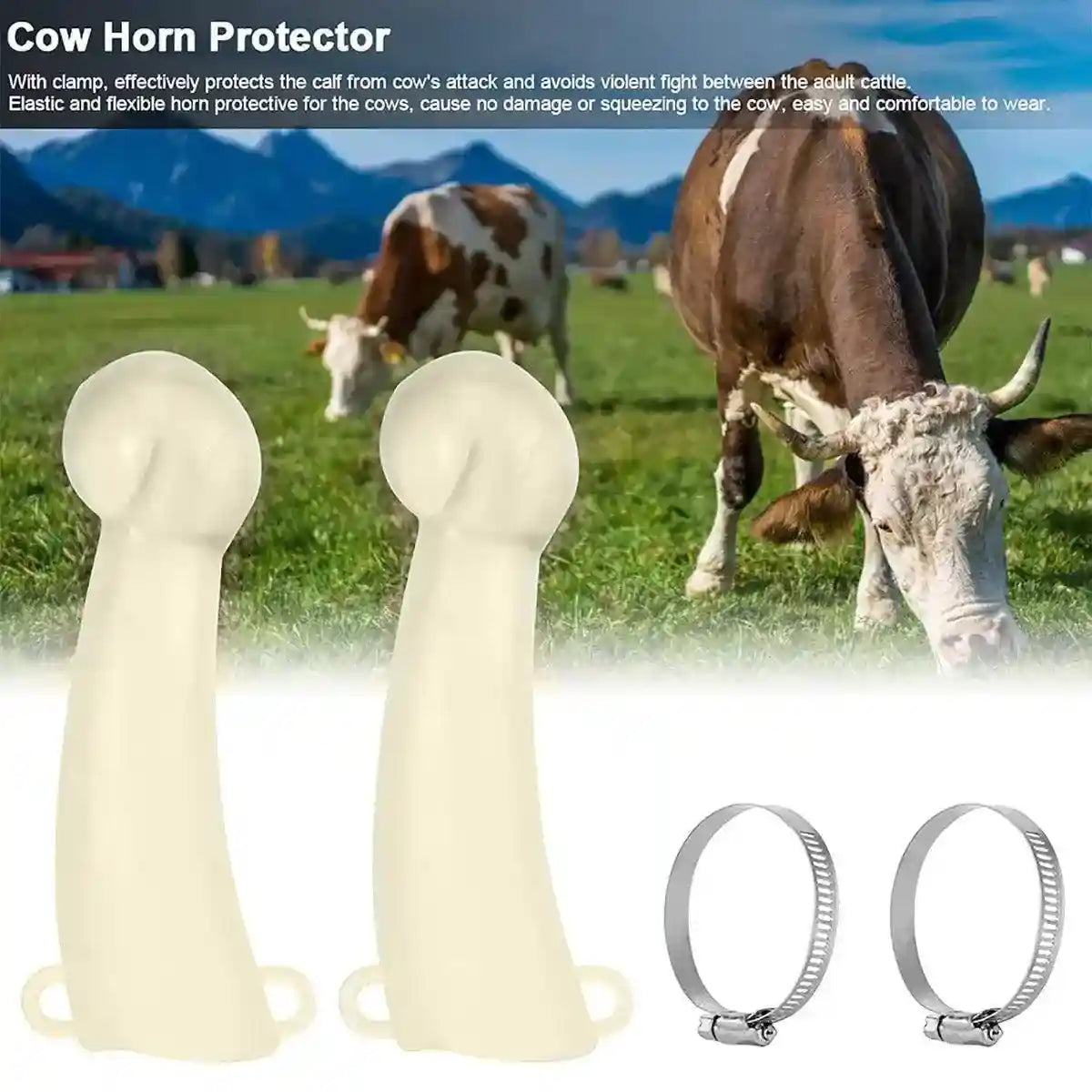 Safe and Adjustable Livestock Covers with Cow Horn Tip Protectors