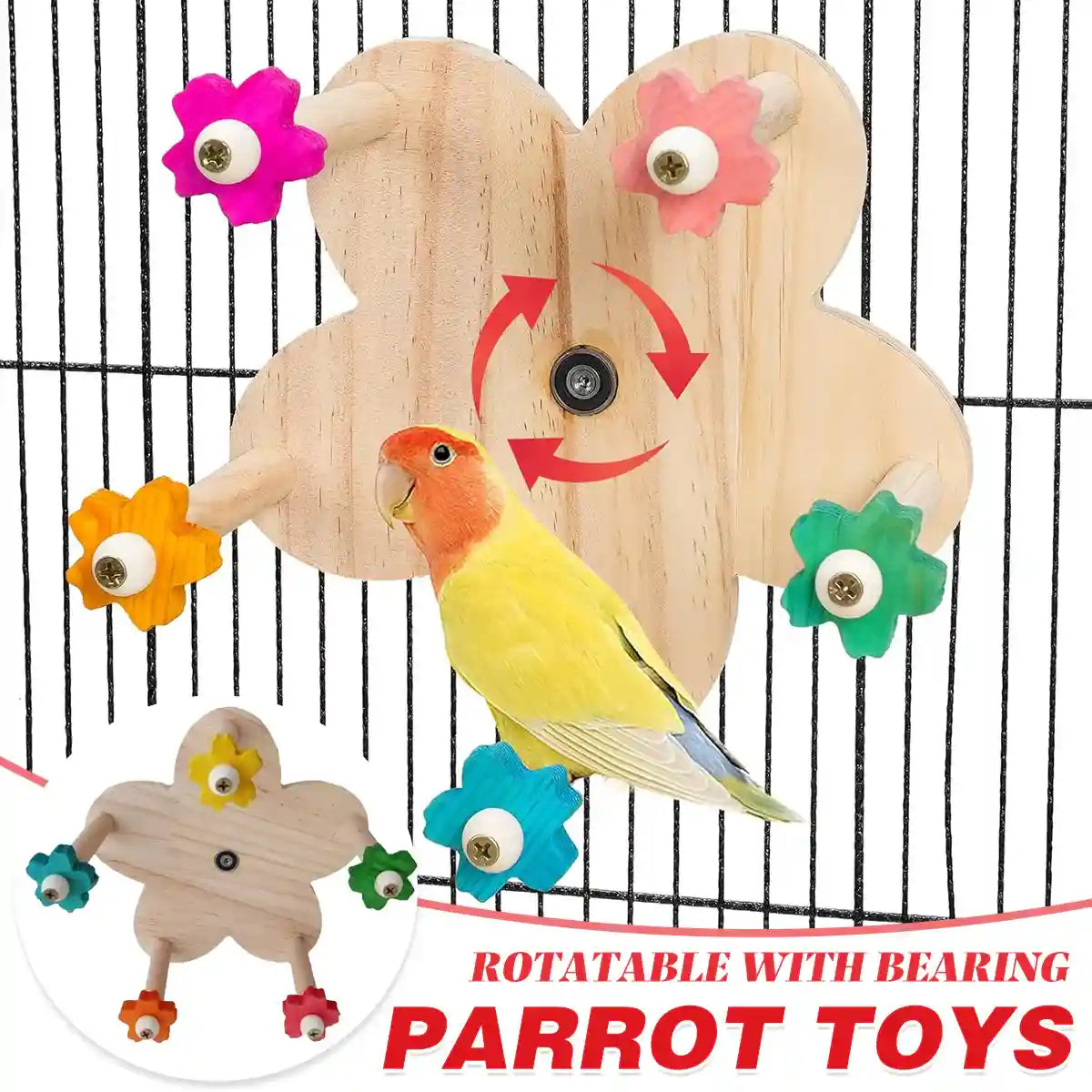 Rotatable Ferris Wheel Parrot Toy for Cage Play and Chewing