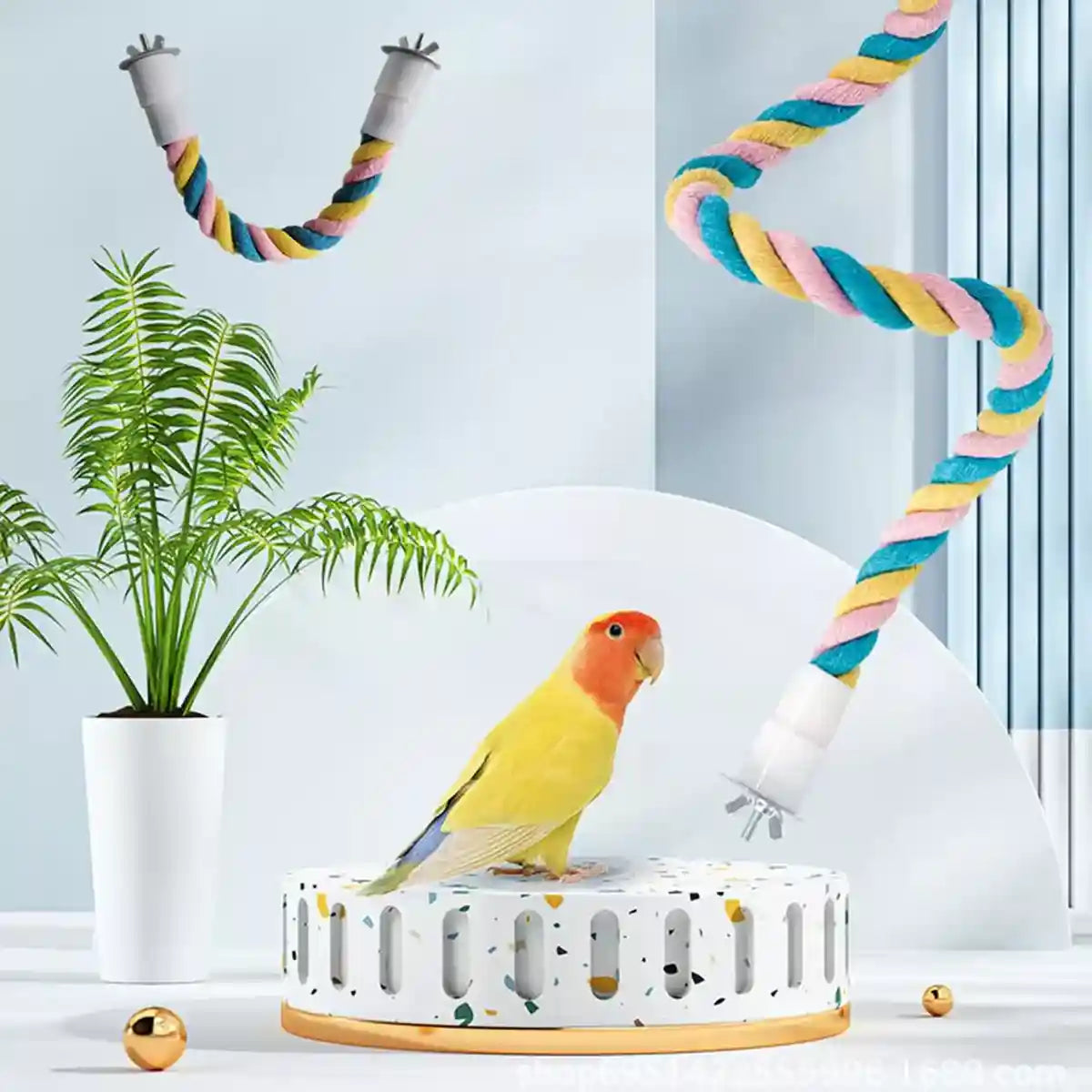 U-Shaped Parrot Climbing Rope Perch Flexible Bird Cage Toy