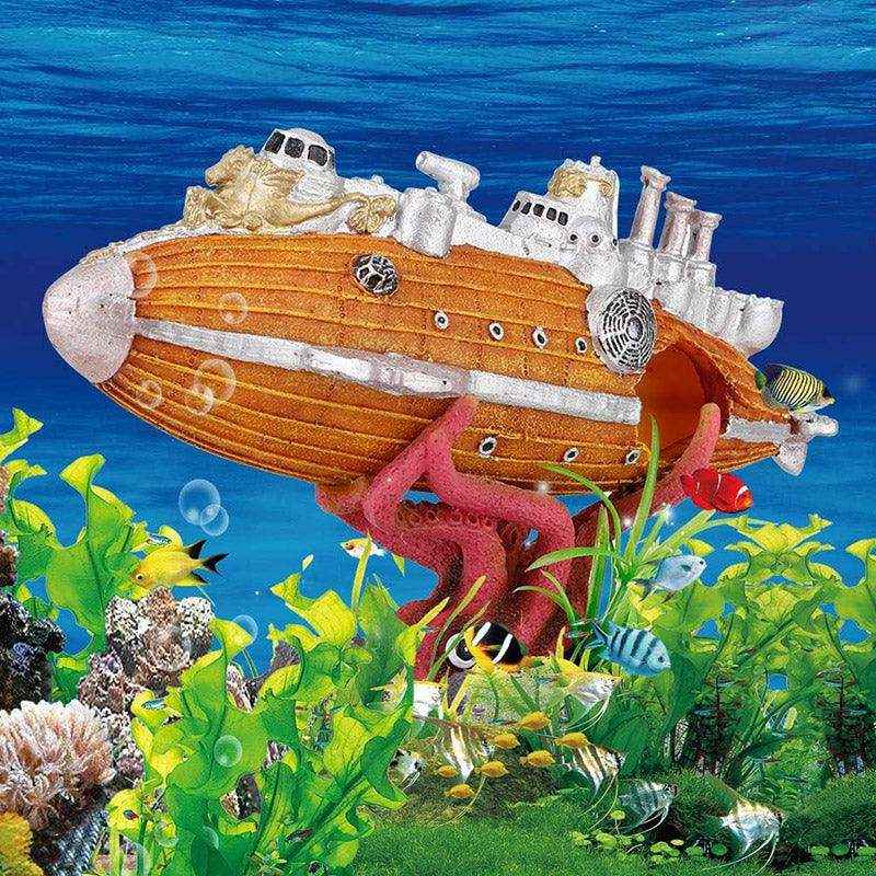 Explore the Depths with This Submarine-Themed Aquarium Ornament