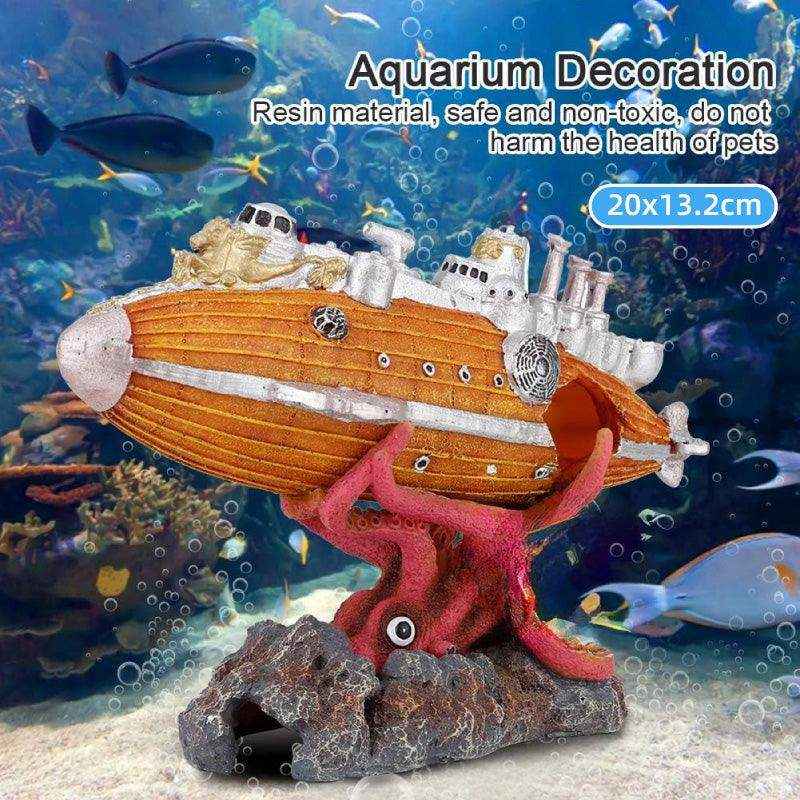 Explore the Depths with This Submarine-Themed Aquarium Ornament