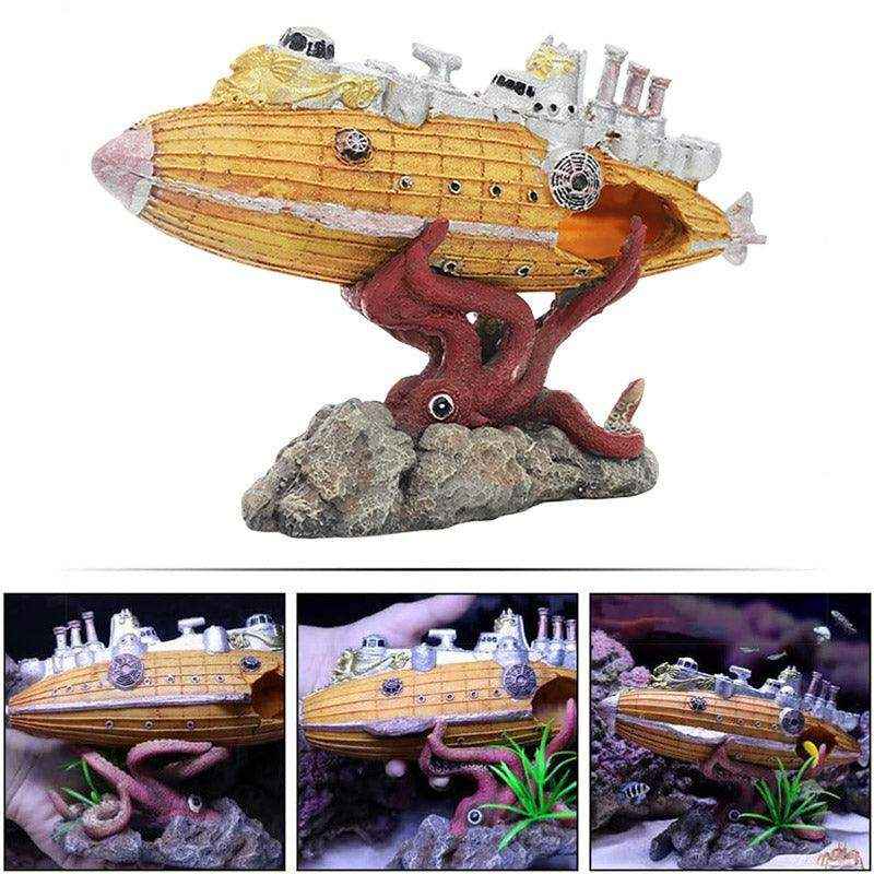 Explore the Depths with This Submarine-Themed Aquarium Ornament