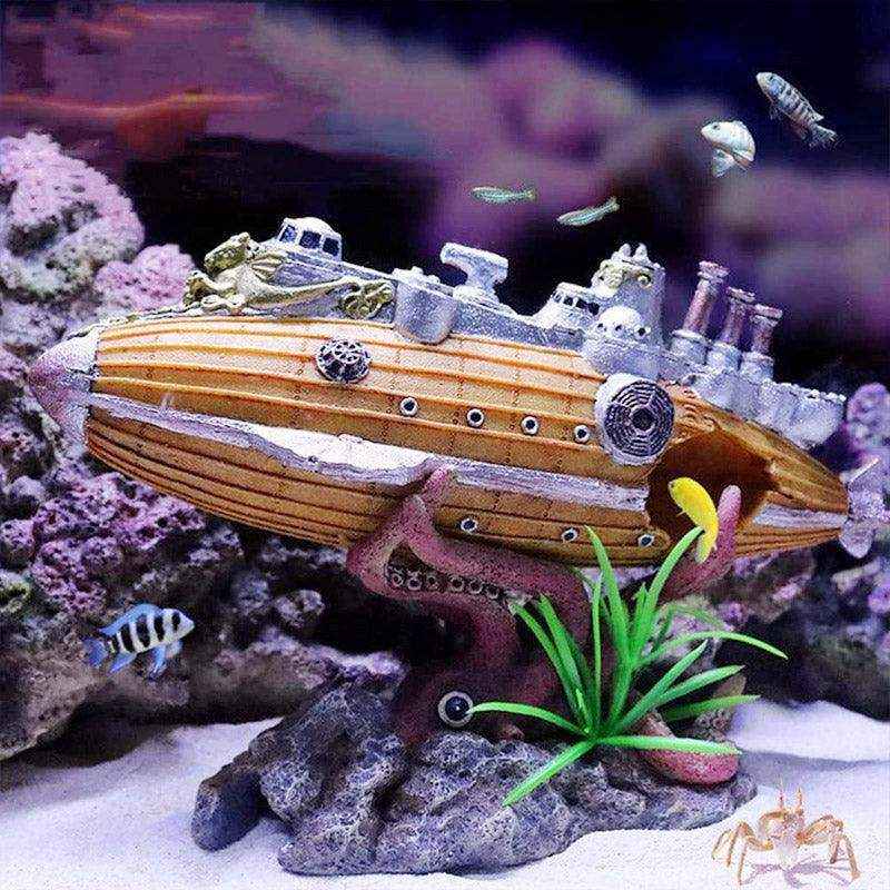 Explore the Depths with This Submarine-Themed Aquarium Ornament