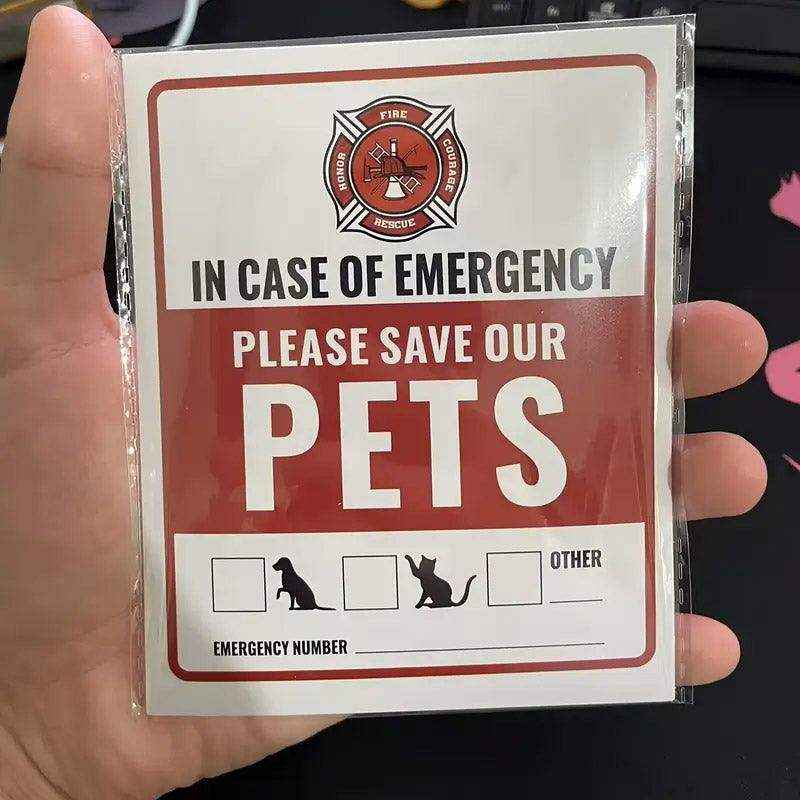 10pcs Emergency Pet Alert Stickers for Windows and Doors