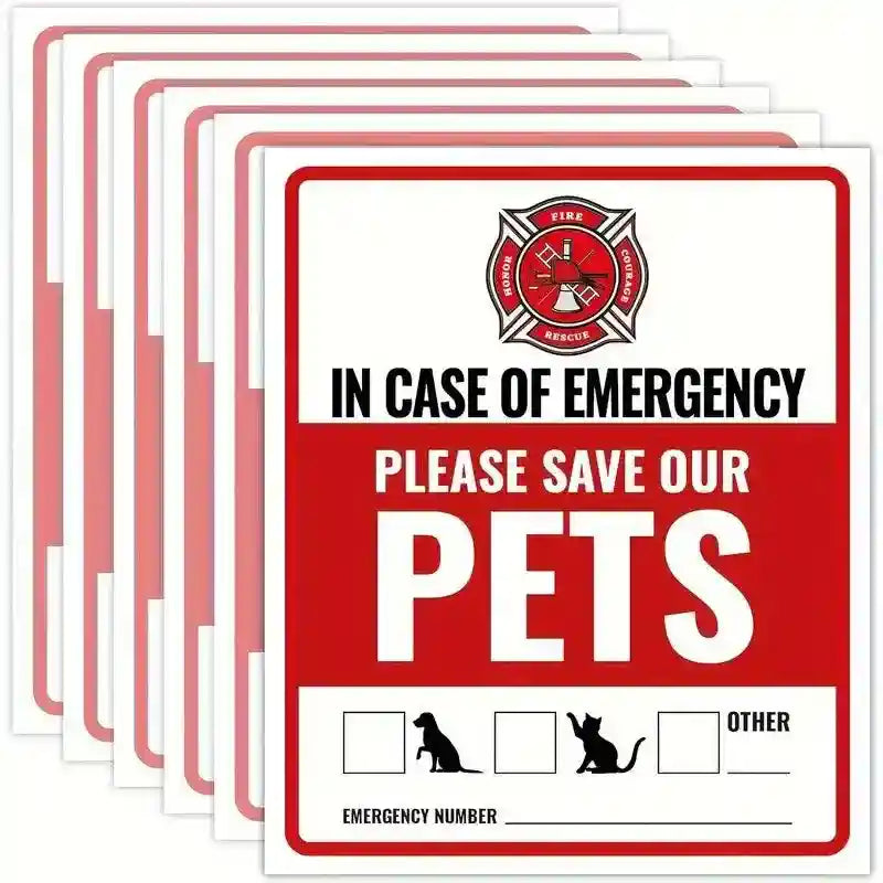 10pcs Emergency Pet Alert Stickers for Windows and Doors
