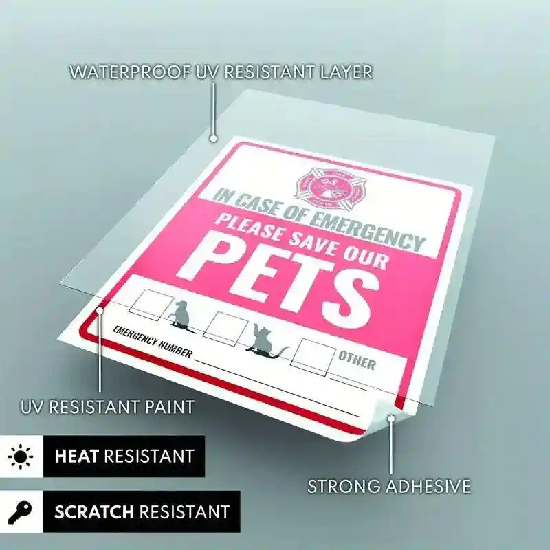 10pcs Emergency Pet Alert Stickers for Windows and Doors