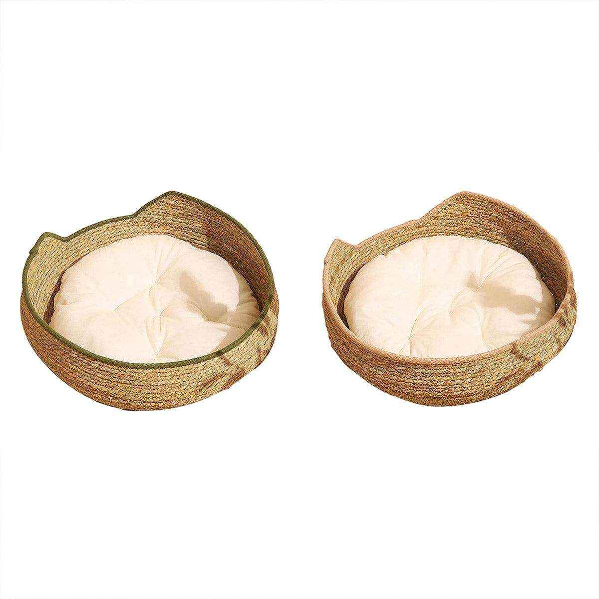 Comfortable Cat Bed Basket with Woven Mat for Cozy Resting