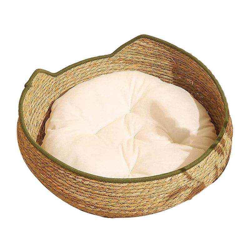 Comfortable Cat Bed Basket with Woven Mat for Cozy Resting