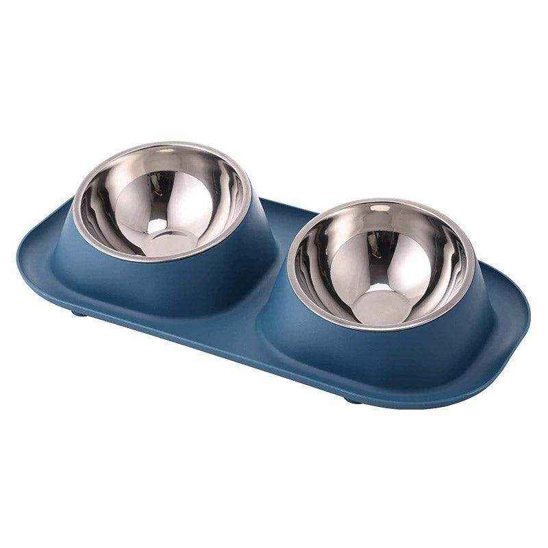 Stainless Steel Double Pet Bowl Set with Non-Slip Base 6 Colors