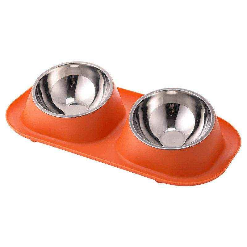 Stainless Steel Double Pet Bowl Set with Non-Slip Base 6 Colors