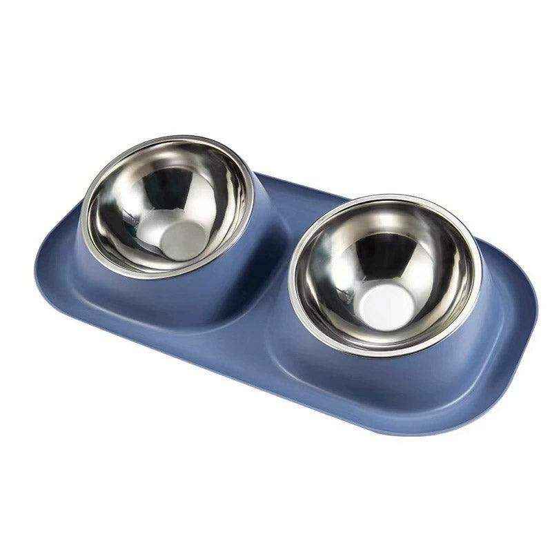 Stainless Steel Double Pet Bowl Set with Non-Slip Base 6 Colors