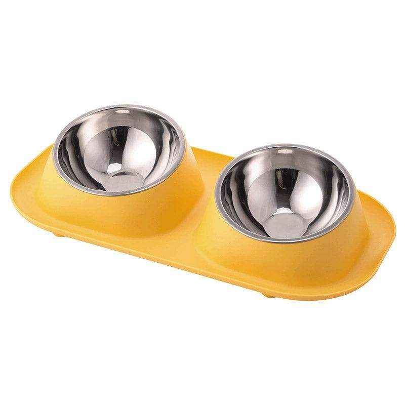 Stainless Steel Double Pet Bowl Set with Non-Slip Base 6 Colors