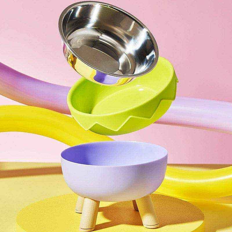 Modern Raised Feeder with Elevated Cat Bowls