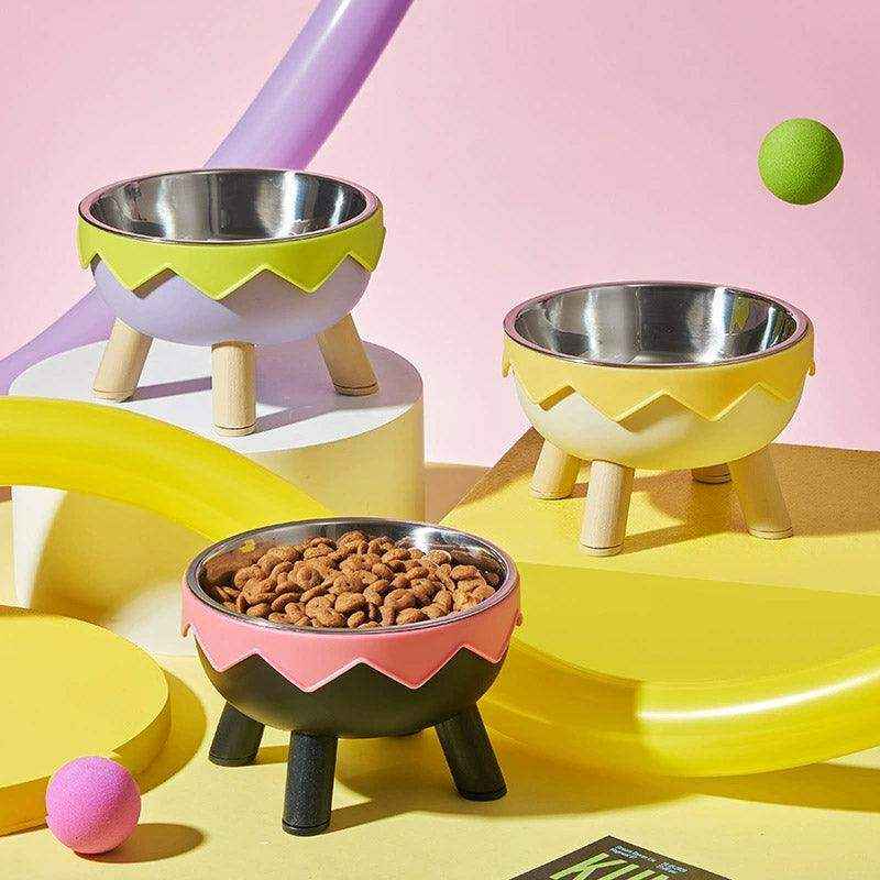 Modern Raised Feeder with Elevated Cat Bowls