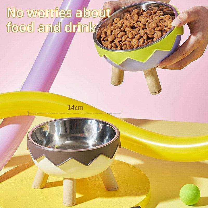 Modern Raised Feeder with Elevated Cat Bowls