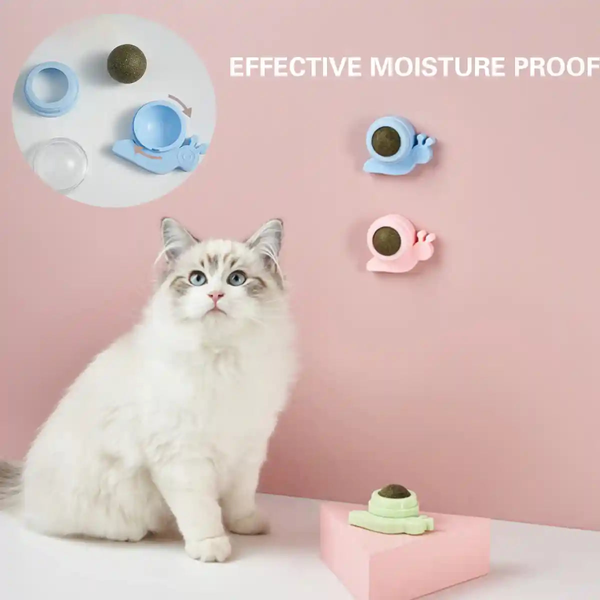 Snail Shape Catnip Toy Set With Adhesive Back and Mint Ball