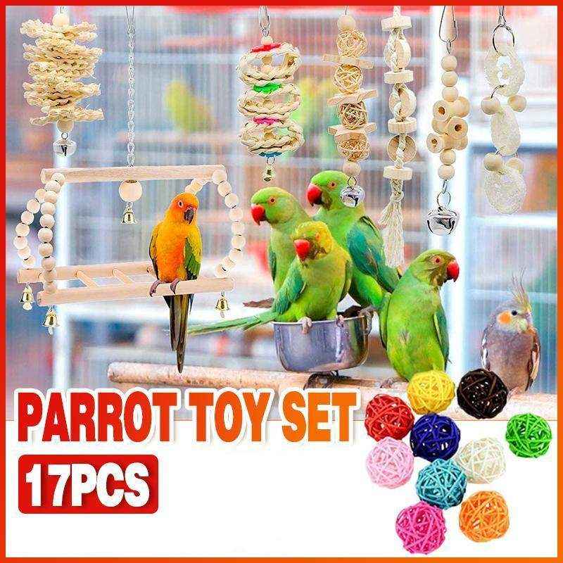 17PCS Bird Toys Swing Toys