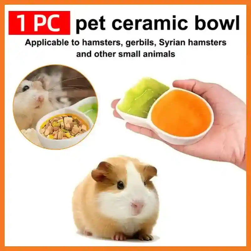 dual-compartment carrot-shaped pet ceramic bowl for hamsters