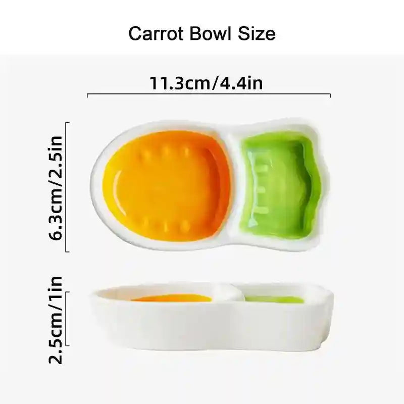 Carrot-Shaped Pet Ceramic Bowl for Hamsters and Small Animals