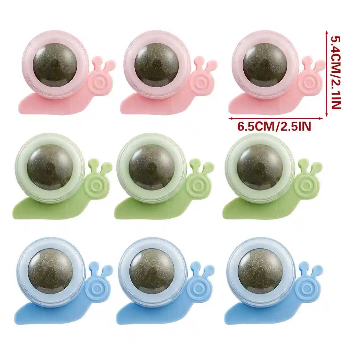 Snail Shape Catnip Toy Set With Adhesive Back and Mint Ball