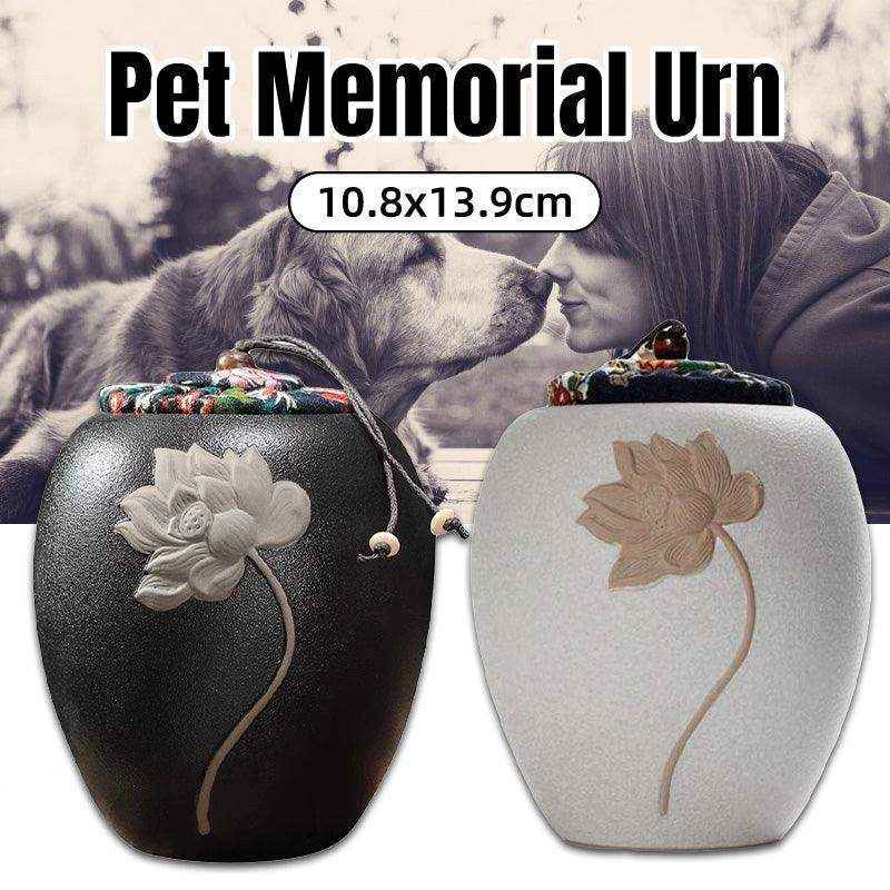 ceramic lotus-themed pet urns for small pets