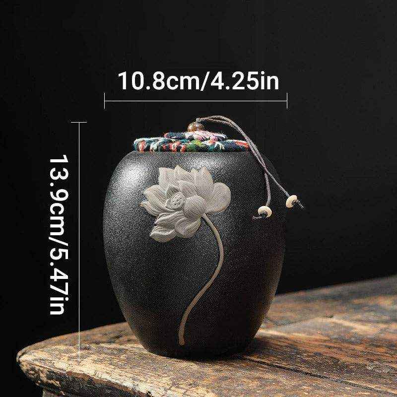 Elegant Lotus Design Ceramic Pet Urn for Dog or Cat Ashes