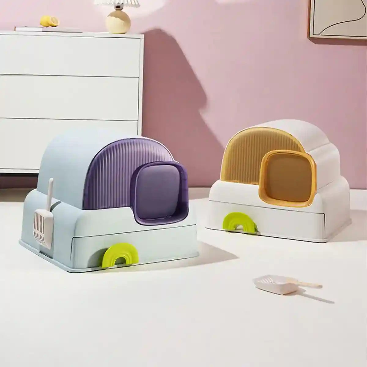 Foldable Cloud-Style Cat Toilet with Enclosed Cat Litter Box Design